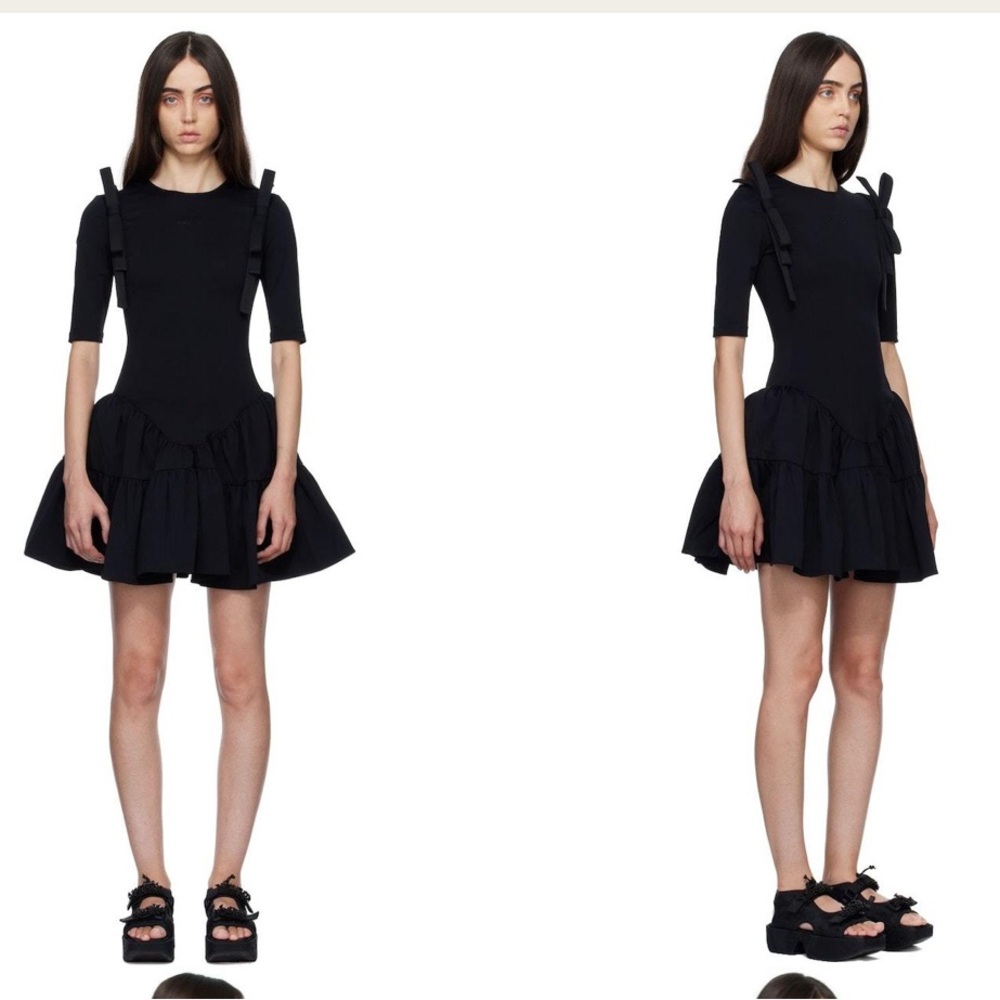 Shushu/tong black elastic braces mini dress